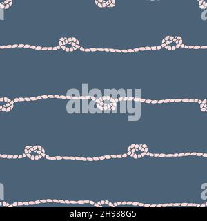 Seamless vector pattern with rope knot on grey background. Simple sea wallpaper design. Decorative nautical fashion textile texture. Stock Vector