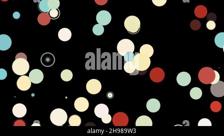 Beautiful abstract animation of multicolored circles appearing and disappearing on the black background. Abstract 3d render of transition with geometr Stock Photo