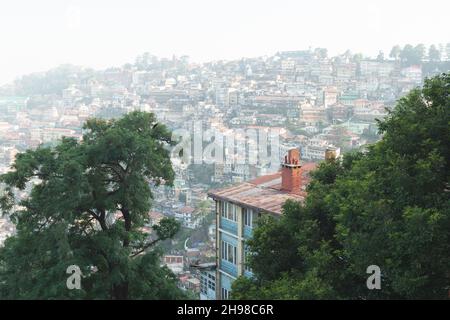 View of Shimla city in Indian Himalayas the capital of Indian state Himachal Pradesh. Shimla, Himachal Prades, India. Landscape photography Stock Photo