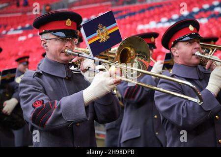 London, UK. 05th Dec, 2021. Wembley, England, Apr 18th 2021 Military band performing during the FA Cup game between Arsenal and Chelsea at Wembley in London Sam Mallia/SPP Credit: SPP Sport Press Photo. /Alamy Live News