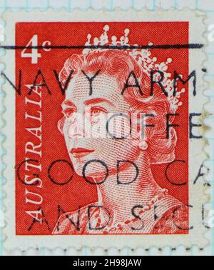 Photo of a 4c Australian postage stamp Stock Photo