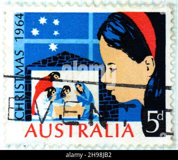 Photo of a 5d Australian postage stamp Christmas 1964 Stock Photo
