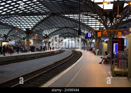 This is a picture of Koln Hauptbahnhof the central train station in Koln, Germany. Stock Photo