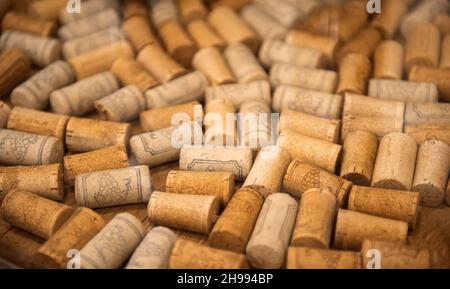 Wine corks soft focused background Stock Photo