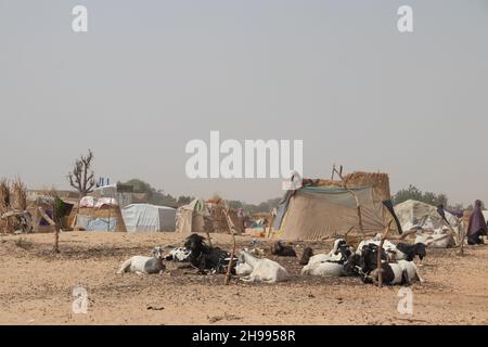 Refugee camp (IDP - Internal displaced persons) taking refuge from armed conflict between opposition groups and government. Very poor living condition Stock Photo