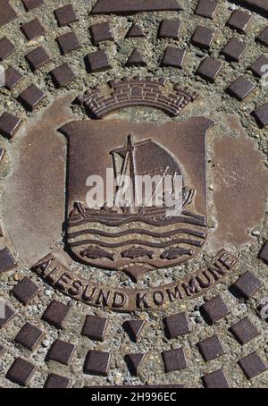 Coat of Arms of the city of Alesund, Norway. Stock Photo