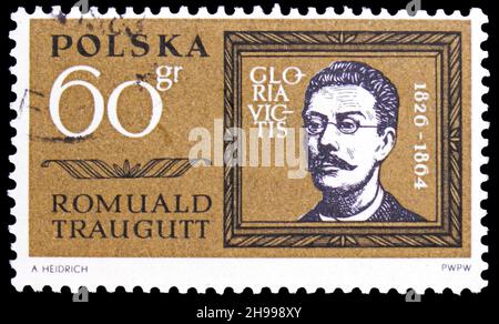 MOSCOW, RUSSIA - NOVEMBER 7, 2021: Postage stamp printed in Poland shows Romuald Traugutt, Famous Poles serie, circa 1962 Stock Photo