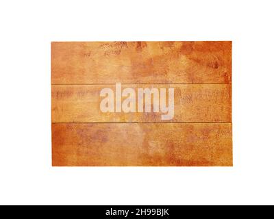 Wooden sign board isolated on white. Dark rectangular billboard made of planks. Stock Photo