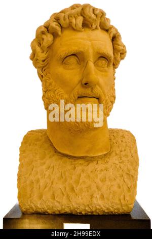 Bust of Emperor Titus Aelius Hadrianus Antoninus Pius (AD 138 - 161) - National Archaeological Museum of Naples, Italy Stock Photo