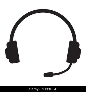 Headphones or support icon in simple style on white background. Stock Vector