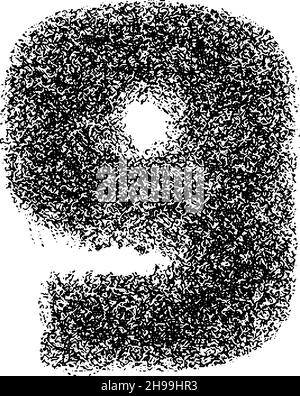 Decorative number 9 made of particles isolated on white background. Vector illustration Stock Vector