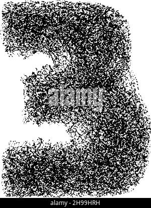 Decorative number 3 made of particles isolated on white background. Vector illustration Stock Vector