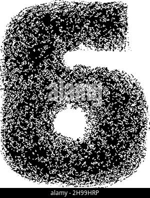 Decorative number 6 made of particles isolated on white background. Vector illustration Stock Vector