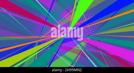 colored triangular rays disco background, retro abstract figures Stock Vector