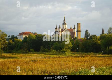 Podlachia landscape with the Monastery of the Annunciation in Suprasl also known as the Suprasl Lavra. Orthodox Defensive Church. The monastic complex Stock Photo