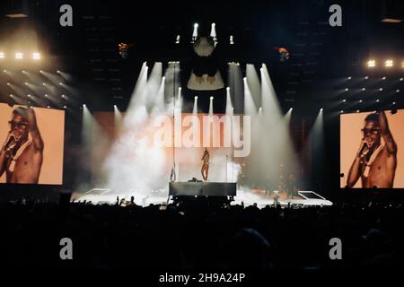 London, UK. 1st December 2021. Wizkid  performs at The O2 Arena on Day3. Photographed by Michael Tubi Stock Photo