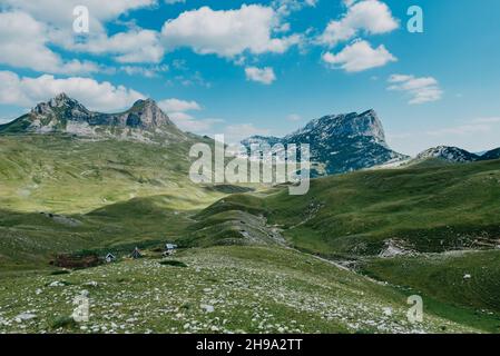 The mountain pass Sedlo is in the north of Montenegro. Fantastic green view of Saddle mountain, Durmitor massive, Montenegro Stock Photo