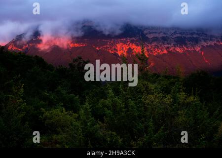 Sunset on the mountain Stock Photo