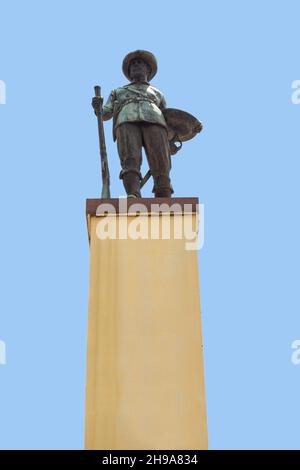 Goiânia, Goias, Brazil – December 04, 2021: Photo of the statue that is right in the middle of Bandeirante Square in Goiania. Stock Photo