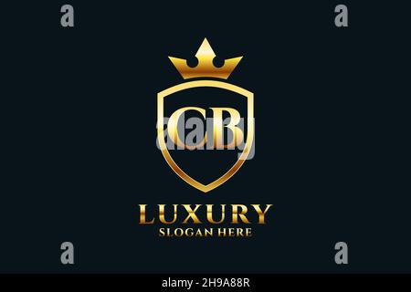 CB elegant luxury monogram logo or badge template with scrolls and royal crown - perfect for luxurious branding projects Stock Vector