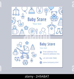 Baby store business discount card outline design. Stock Vector