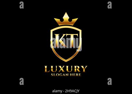 Premium Vector | Tk kt t k logo t and k elegant gold classic logotype  design vector vintage wing k and t logo