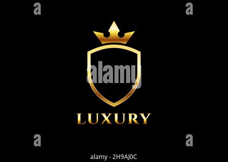 VU elegant luxury monogram logo or badge template with scrolls and royal crown - perfect for luxurious branding projects Stock Vector