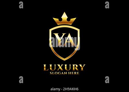 YA elegant luxury monogram logo or badge template with scrolls and royal crown - perfect for luxurious branding projects Stock Vector