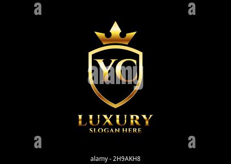 Monogram YC logo shield crown shape, elegant and luxury initial logo ...