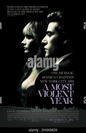 RELEASE DATE: January 30, 2015 TITLE: A Most Violent Year STUDIO: Before The Door Pictures DIRECTOR: PLOT: In New York City 1981, an ambitious immigrant fights to protect his business and family during the most dangerous year in the city's history. STARRING: Oscar Isaac, Jessica Chastain, David Oyelowo. (Credit Image: © Before The Door Pictures/Entertainment Pictures) Stock Photo