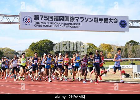 Fukuoka, Japan. Credit: MATSUO. 5th Dec, 2021. General view Marathon : 2021 Fukuoka International Marathon Start & Goal Heiwadai Athletic Stadium in Fukuoka, Japan. Credit: MATSUO .K/AFLO SPORT/Alamy Live News Stock Photo