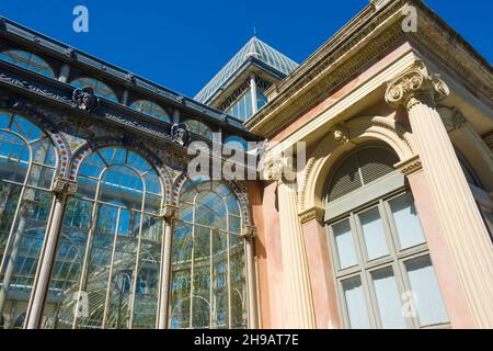 Inside Velazquez Palace (an exhibition hall functioning as an arts and crafts gallery) in Buen Retiro Park, Madrid, Spain Stock Photo