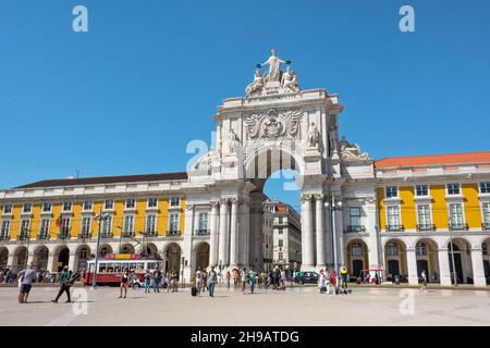 Rua Augusta Arch in Commerce Square, Lisbon, Portugal Stock Photo