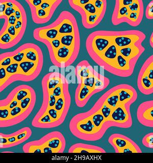 Vector seamless pattern with freehand drawn abstract shapes and circles. Stock Vector