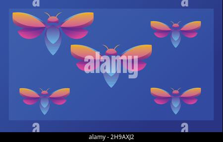 different colorful butterfly on abstract dark background Stock Vector