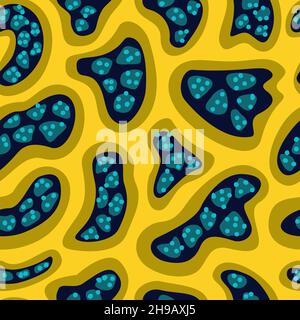 Vector seamless pattern with freehand drawn abstract shapes and circles. Stock Vector