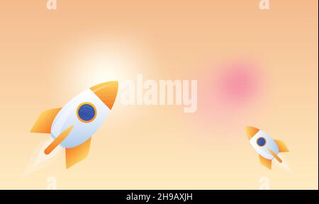 various space craft traveling on abstract background Stock Vector