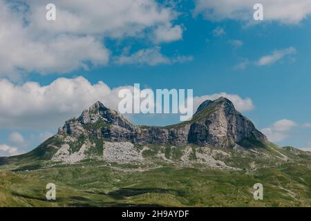 The mountain pass Sedlo is in the north of Montenegro. Fantastic green view of Saddle mountain, Durmitor massive, Montenegro Stock Photo