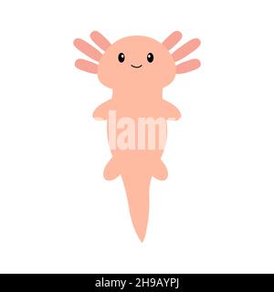 Cute cartoon axolotl. Vector illustration. Stock Vector