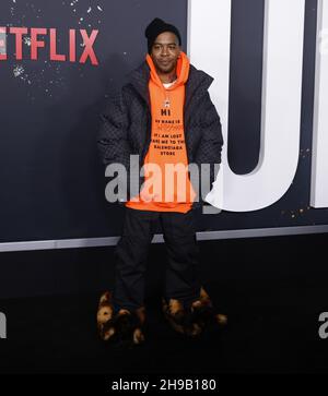 New York, United States. 05th Dec, 2021. Kid Cudi arrives on the red carpet at the world premiere of Netflix's 'Don't Look Up' on Sunday, December 05, 2021 in New York City. Photo by John Angelillo/UPI Credit: UPI/Alamy Live News Stock Photo