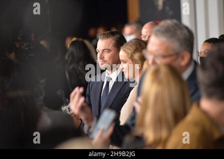 Leonardo DiCaprio, Jennifer Lawrence at arrivals for Netflix Premiere of DON'T LOOK UP, , New York, NY December 5, 2021. Photo By: Kristin Callahan/Everett Collection Stock Photo