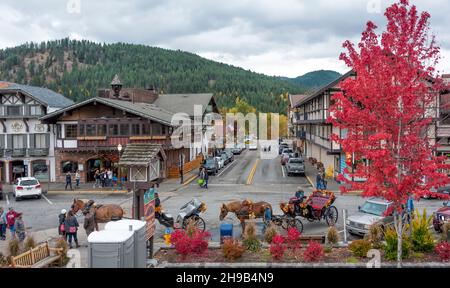 Downtown Leavenworth, Washington State, USA Stock Photo