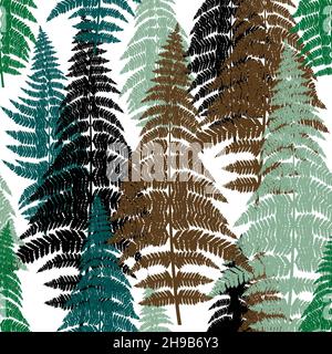 Seamless background with fern leaves Stock Vector