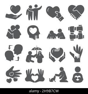 Empathy icon set on white background Stock Vector