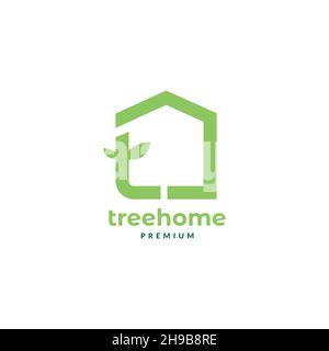 letter T with leaf and home simple logo symbol icon vector graphic design illustration idea creative Stock Vector