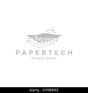 stacked paper doc data tech logo symbol icon vector graphic design illustration idea creative Stock Vector
