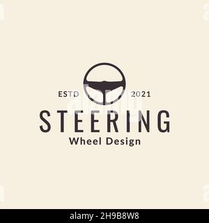 car steering hipster simple logo symbol icon vector graphic design illustration idea creative Stock Vector