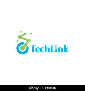 tech lines connect simple circle logo symbol icon vector graphic design illustration idea creative Stock Vector