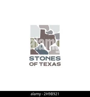 stone art with map texas logo symbol icon vector graphic design illustration idea creative Stock Vector