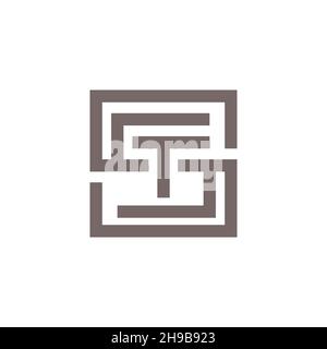 letter TS or ST square line logo symbol icon vector graphic design illustration idea creative Stock Vector
